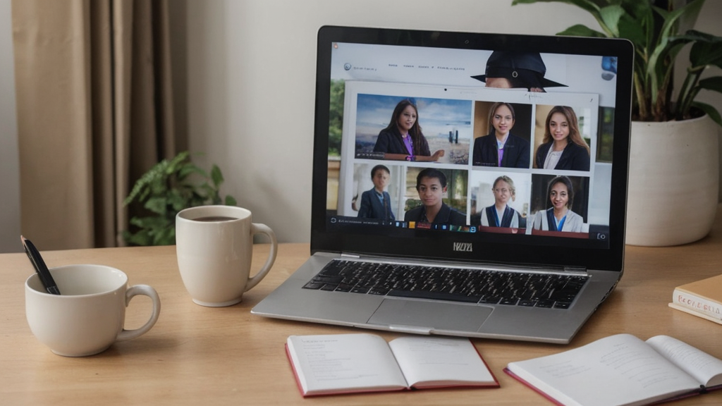 Laptop con corso online e libri
